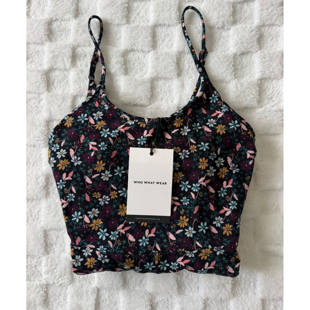 Who What Wear Floral Midi Dress Dark Botanical Adjustable Straps Sz S - NWT